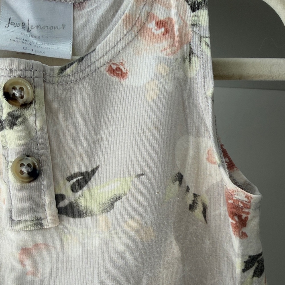 Jax + Lennon Floral Tank & Shorts Set - Soft Beige with Blush Roses - Picture 3 of 5
